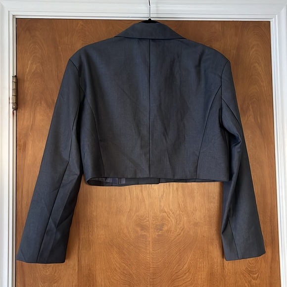 Oak Fort Cropped Grey Over Sized Blazer Size Sp New With Tag - Picture 3 of 10